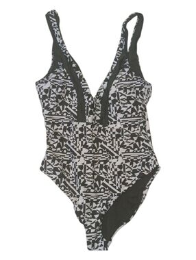 SUNPROOF Black & White Geometric One-Piece Swimsuit Size 9 NEW